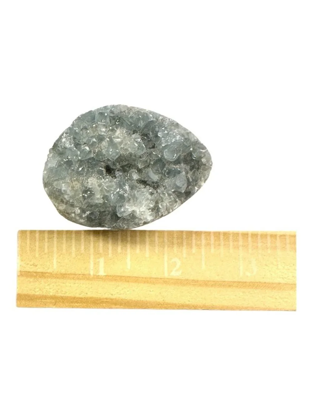 Natural Blue Celestite Geode Cluster On Display Stand - 2.5 Inches Long